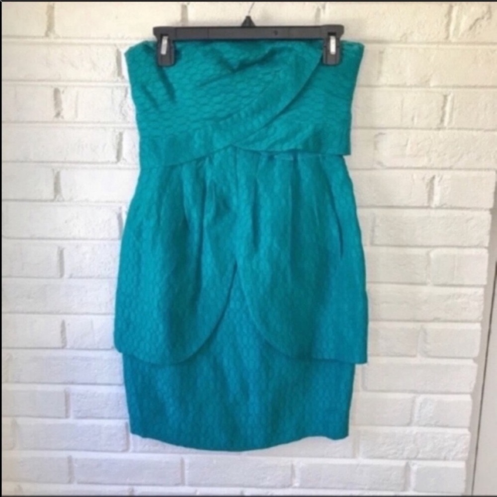 Tracy Reese Tulip Teal Strapless Dress